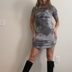 Gray Tie-Dye Women's Dress